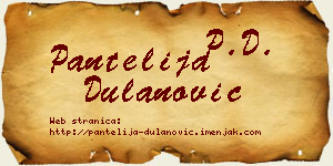 Pantelija Dulanović vizit kartica